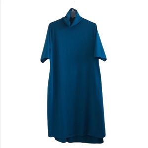 H Halston Peacock Teal High Low Midi Dress